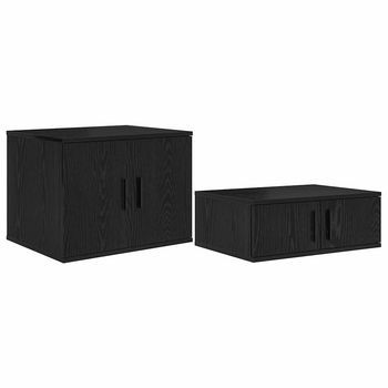 Armario De Almacenamiento 2 Uds. Roble Negro 118 X 41 X 40 Cm Vidaxl