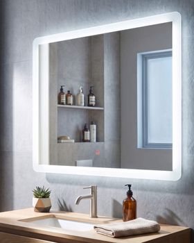 Espejo de baño led de vidrio plateado 60x80