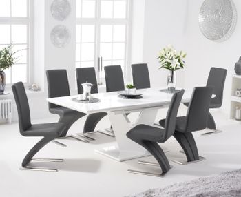 Halo 160cm White High Gloss Extending Dining Table with Hampstead Faux Leather Chairs - Black, 4 Chairs