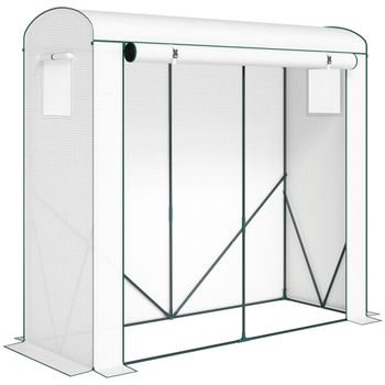 Outsunny Invernadero con Ventanas de Malla y Puerta Enrollable Invernadero de Lámina de Acero 200x75x188 cm Blanco   Aosom España