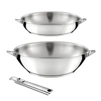 bateria de cocina 3 piezas  1 wok o 28 cm 1 sarten o 24 cm y 1 mang