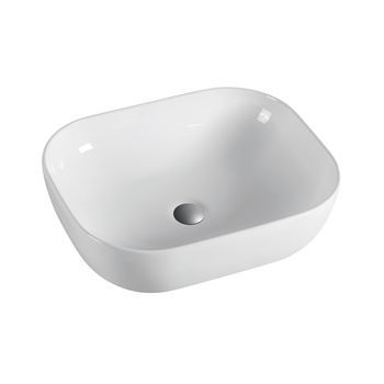 Lavabo Sobre Encimera Cerámico Blanco Brillo | Lavamanos Baño Para Encimera Rectangular | 45,5cm X 33cm | Blanco Brillo