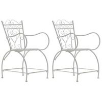 clp set de 2 sillas de jardin sheela metal blanco antiguo 60x48x88 cm