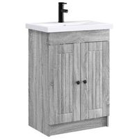 juego de muebles de bano sonoma gris 56 x 375 x 81 cm vidaxl