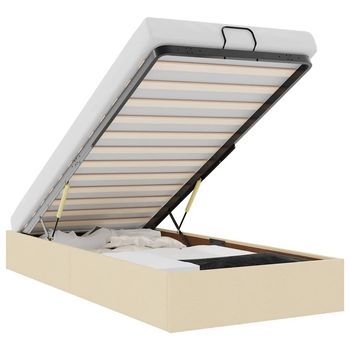 Estructura De Cama Otomana Sin Colchón Tela Crema 80x200cm Vidaxl