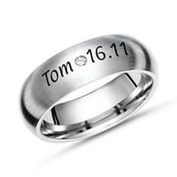 anillo titanio mate grabado laser diamante