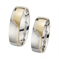 alianzas oro amarillo y blanco con diamantes ancho 6 mm