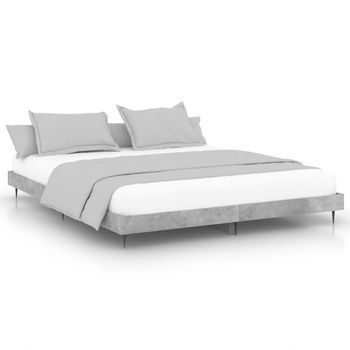 Cama Matrimonial | Cama Para Adultos | Estructura De Cama Madera Contrachapada Gris Hormigón 200x200cm