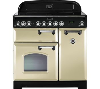 RANGEMASTER Classic Deluxe 90 Electric Ceramic Range Cooker - Cream & Chrome, Cream