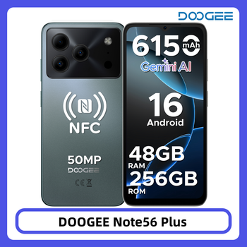 Teléfono Inteligente DOOGEE Note56 Plus, 48GB/256GB, Batería de 6150mAh, Pantalla de 6.56'' y 90Hz, Cámara de 50MP, NFC, Android 16