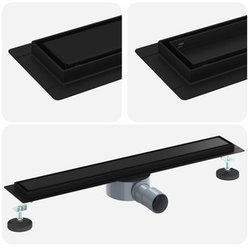 Desagüe De Ducha 2 En 1 Con Sifón De 360° Negro 60 Cm Vidaxl