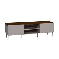 mueble de tv de metal y decoracion de madera 2 puertas 140cm gris