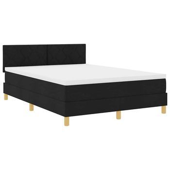 Cama Box Spring Led Con Tiras Led Negro 160 X 200 Cm Tela Vidaxl