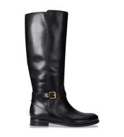 lauren ralph lauren para mujer 802967769001 botas de piel brunida brooke ii negro 37 plano cremallera casual