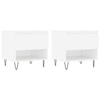 juego de 2 mesas de centro con cajon 50 x 46 x 50 cm madera de ingenieria blanca y metal dec040309