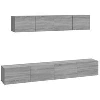 set de muebles para tv 4 pzas madera contrachapada gris sonoma