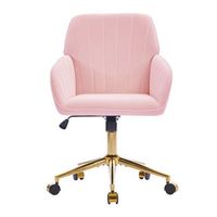 silla de oficina ergonomica giratoria con altura ajustable terciopelo rosa
