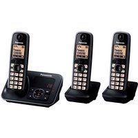 panasonic kx-tg6623eb cordless phone with answering machine - triple handsets black