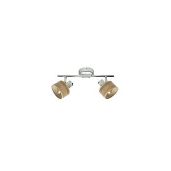 Regleta Nando 2xe14 Cromo-blanco/madera Clara Focos Orientables 16x36,5x10 Cm