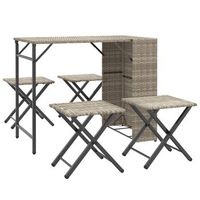 juego de comedor de jardin plegable 5 uds  juego de muebles de jardin ratan pe gris claro