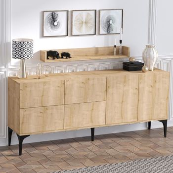 Conjunto de aparador y estantería de pared