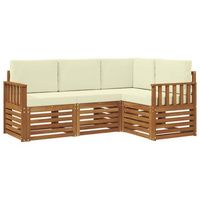 juegos de sofas 4 piezas  mueble de jardin natural y crema madera de acacia solida