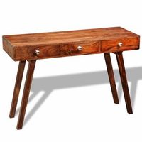 mesa consola con 3 cajones madera maciza acacia 76 cm vidaxl