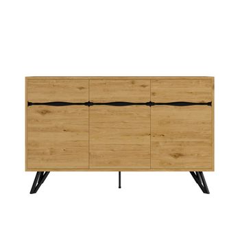 Consola de madera natural con puertas
