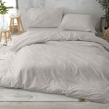 Juego Funda Nórdica Franela Cama De 90 Cm - Greige - Burrito Blanco