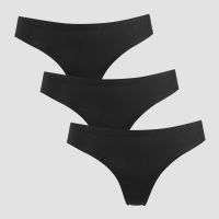 mp womens mid rise no vpl thong 3 pack - black - l