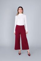 pantalones de pierna ancha en tejido elastico burgundy s