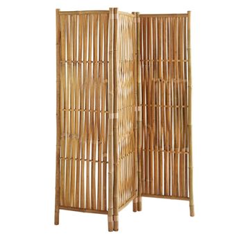 Biombo de interior de tres paneles en bambú natural, 139 x 160 cm
