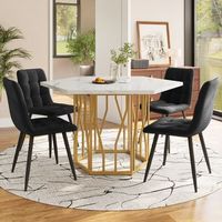 conjunto de mesa y 4 sillas - comedor - mdf y acero - blanco negro dorado 1155x100x75cm