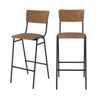 set de 2 sillas de bar de madera 75 cm
