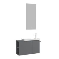 conjunto de mueble con lavabo y espejo 2 piezas  - 80 x 22 x 45 cm - gris mate