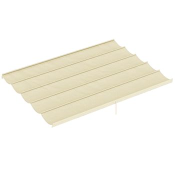 Outsunny Cubierta para Techo Retráctil de 3,5x2,5m para Pérgola 4x3 Tela de Repuesto con 10 Orificios de Drenaje Crema   Aosom España