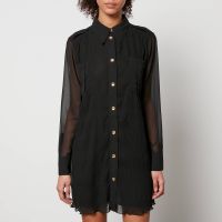 ganni plisse-georgette shirt dress - eu 34uk 6