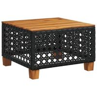 mesa de jardin  mesa de exterior ratan pe y madera acacia negro 55x55x36 cm