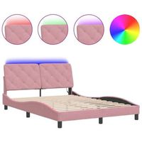 cama matrimonial  cama para adultos  estructura de cama con luces led terciopelo rosa 120x200 cm