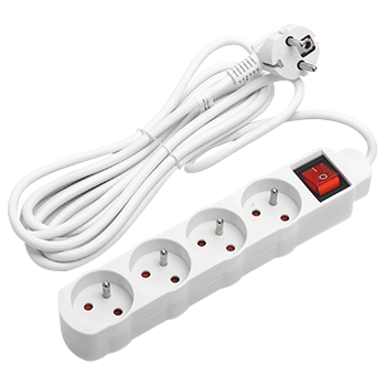 Aigostar Regleta alargador de 4 Tomas con Interruptor y Protección Infantil, 5 M, Blanco, 16A 250V