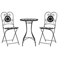 juego de bistro de mosaico de hierro y ceramica negro y blanco vidaxl