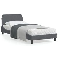cama para adulto  cama individual  estructura de cama con cabecero terciopelo gris oscuro 80x200cm cfw563494