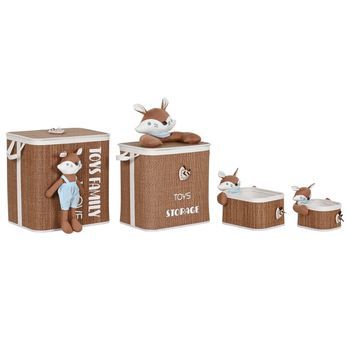 Cesta Ropa Set 4 Fibra Trenzada Algodon 44x44x45