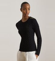lauren ralph lauren para mujer 200p14039001 jersey en punto de ochos con botones negro m casual algodon manga larga