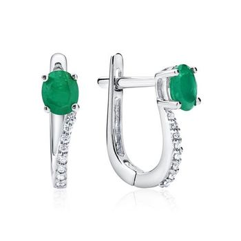 14 quilates pendientes oro blanco 16 diamantes esmeralda