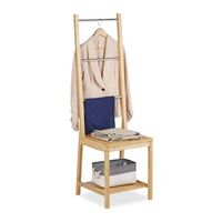 silla de mayordomo de caballero de bambu y acero inoxidable natural 45 cm