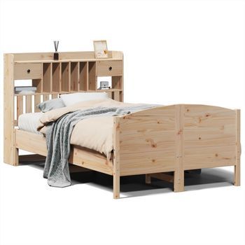 Cama Con Estantería Sin Colchón Madera Maciza De Pino 135x190cm Vidaxl