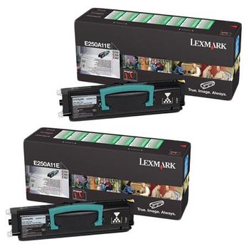 Original Multipack Lexmark E350dn Printer Toner Cartridges (2 Pack) -E250A11E