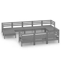 juego de muebles de jardin 10 piezas madera maciza de pino gris vidaxl