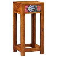 mesa de fin floral con cajon marron 35 x 35 x 75 cm